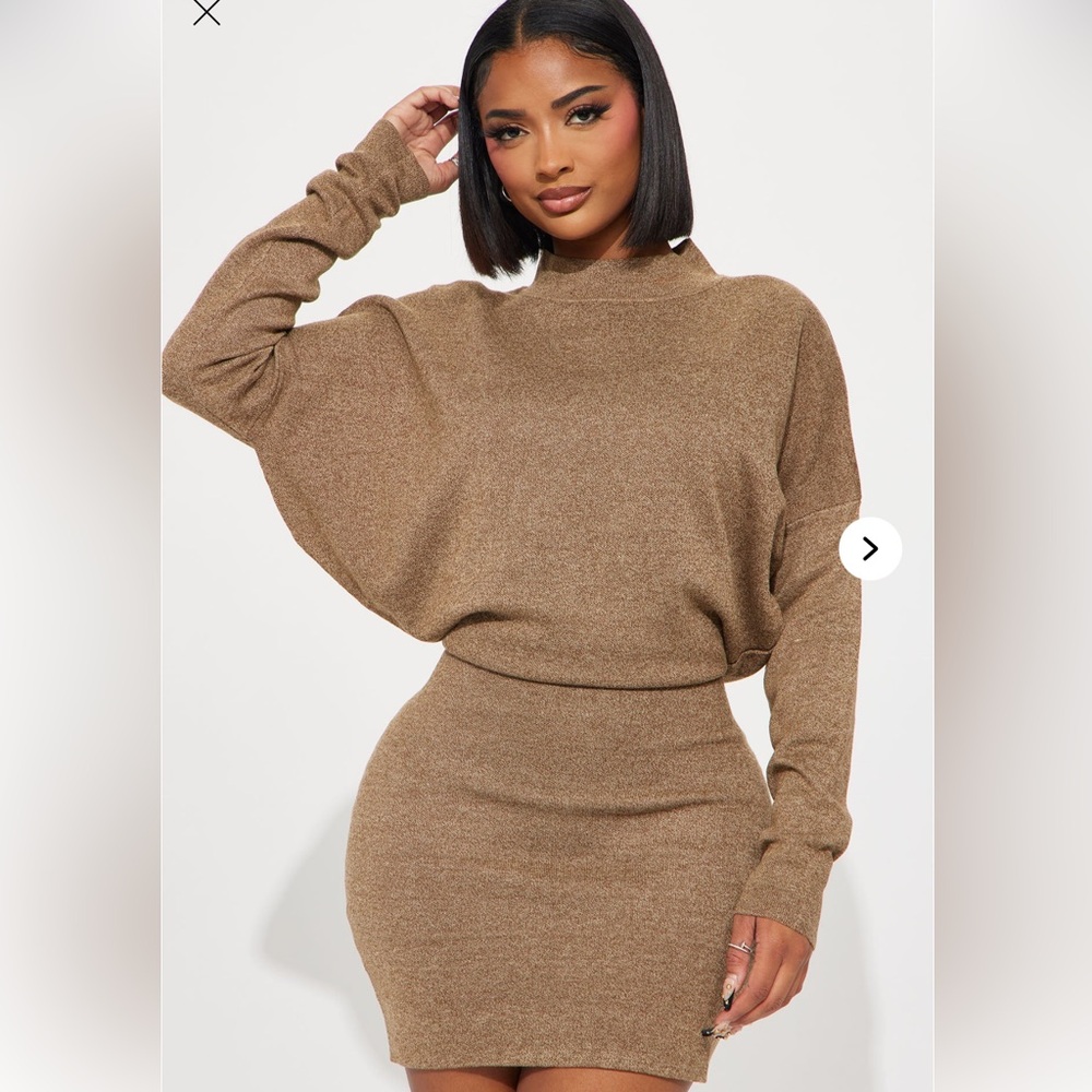Chic Brown Knit Dress